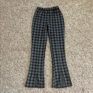 Black and White Plaid Flare Pants